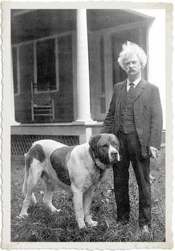 Mark Twain with dog. Unconditional love self evident.