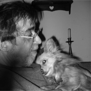 Old man with dog.