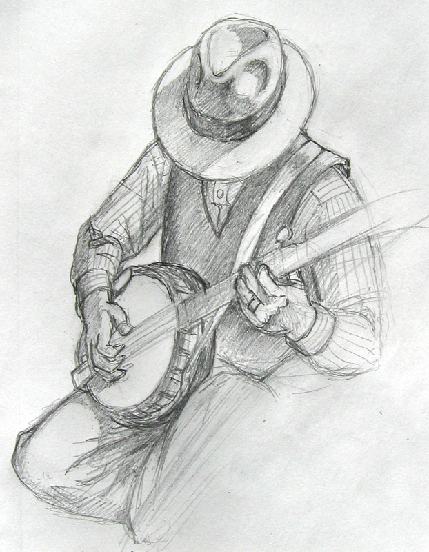 Banjo player, sketch