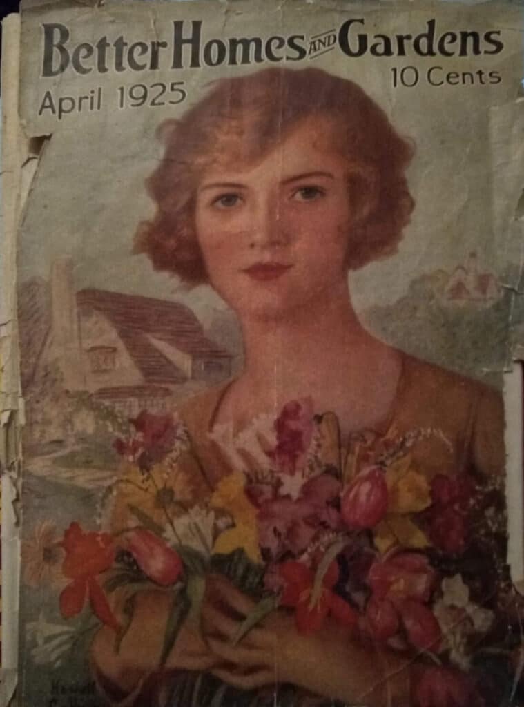 Cover of Better Homes and Garden 1925 issue featuring a two-story English stucco cottage.
