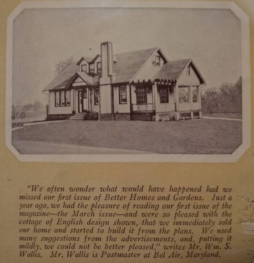 1926 Better Homes and Garden writeup of letter William Wallis submitted.